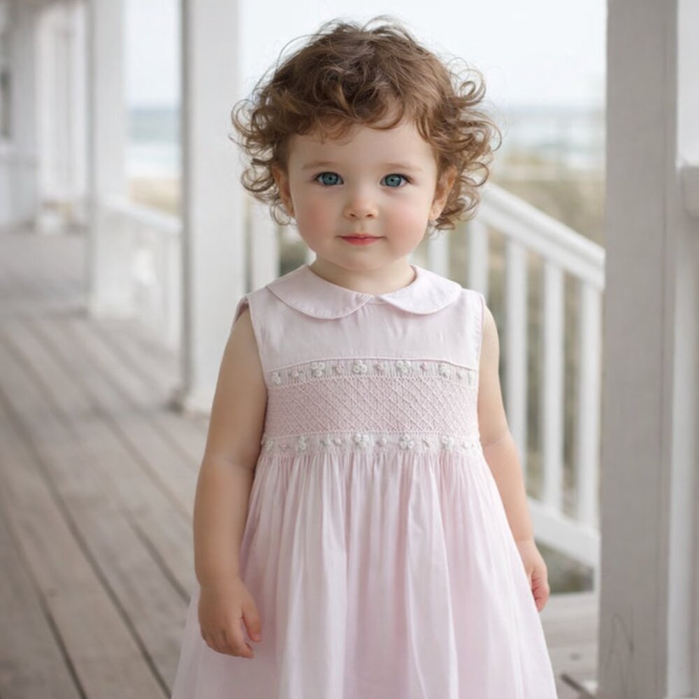 Strasburg Dress Hand Smocked Embroidered Sleeveless Pink Sundress Girls Size 2